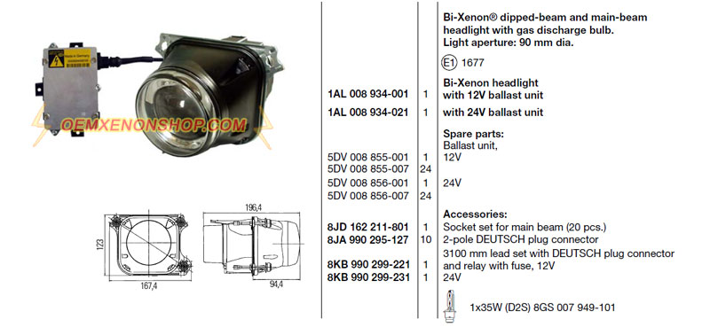 Bi-Xenon dipped-beam and main-beam headlight