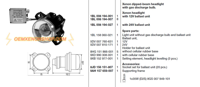 Hella Xenon dipped-beam headlight D2S Ballast Bulb