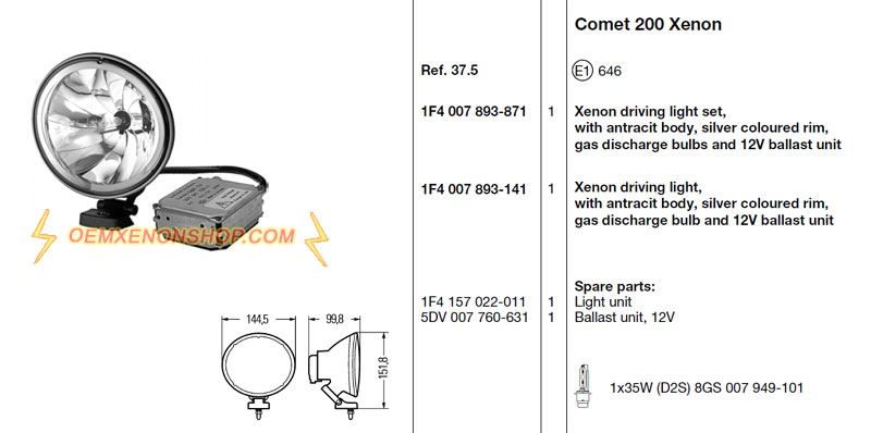 Hella Comet 200 Xenon Driving light Xenon Parts