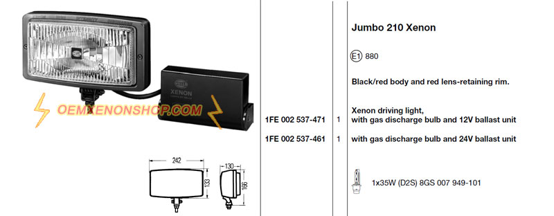 Hella Jumbo 210 Xenon Driving light Ballast Bulb