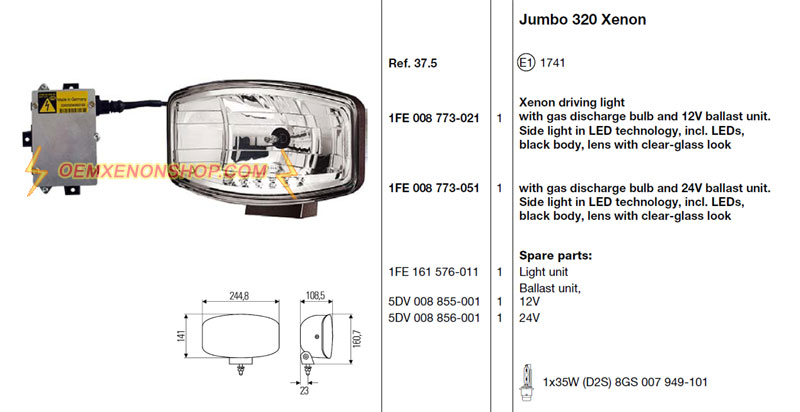 Hella Jumbo 320 Xenon Driving light Ballast Bulb