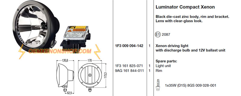 Hella Luminator Compact Xenon Driving light Ballast Bulb