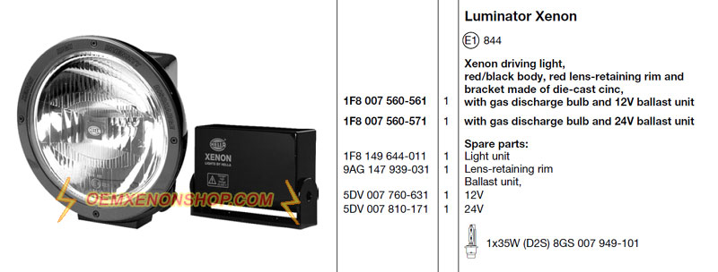 Hella Luminator Xenon Driving light Ballast Bulb